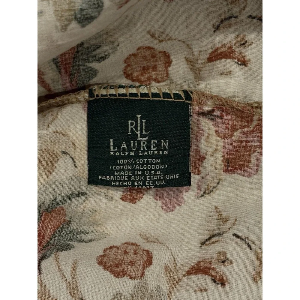 Ralph Lauren Highgate Woods Pillowcases Standard Pair Vintage Floral Tan Red USA